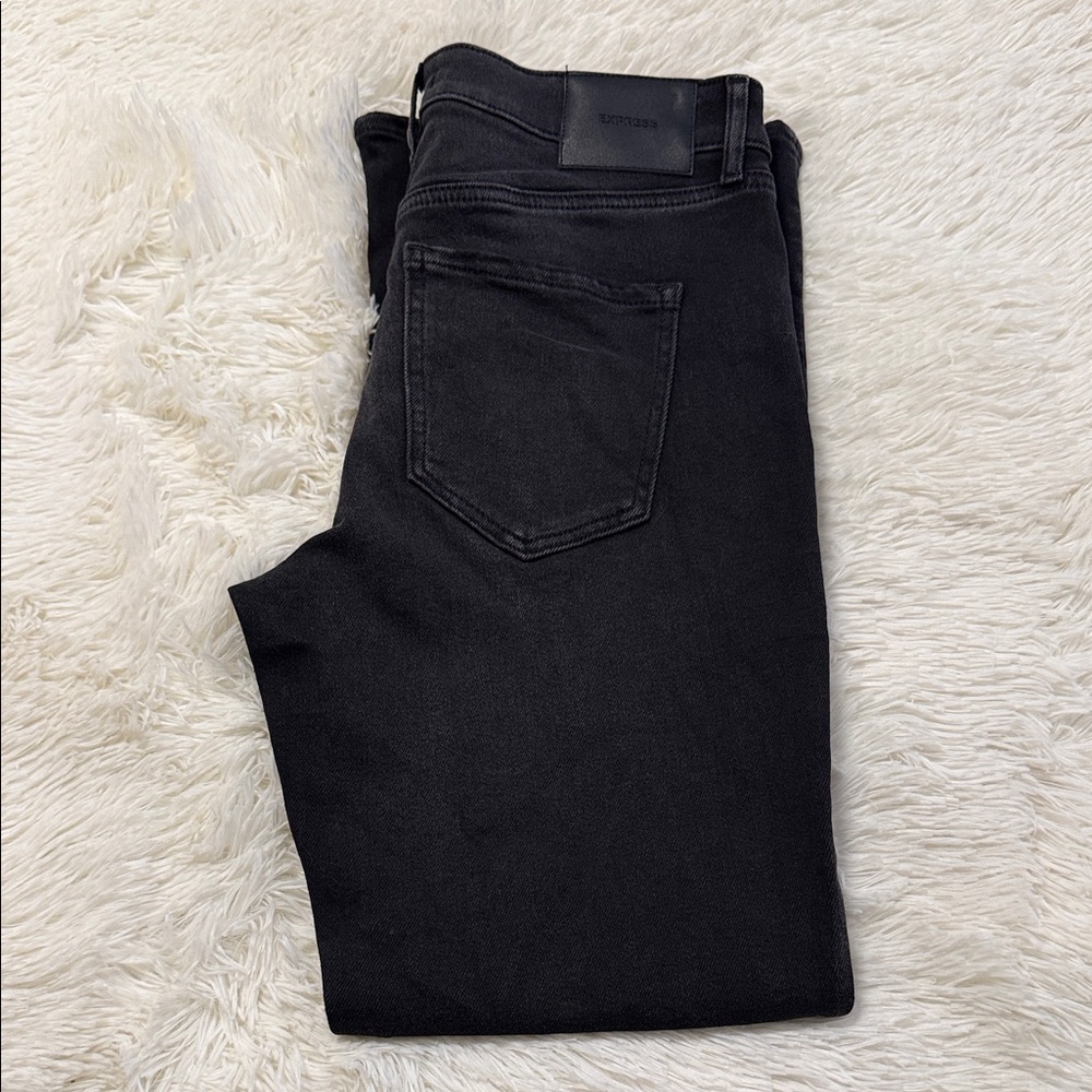 Express Mid Rise Black Wash Bootcut Jeans - Picture 3 of 5